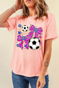 Pink Coquette Bow Soccer Game Day Graphic Tee