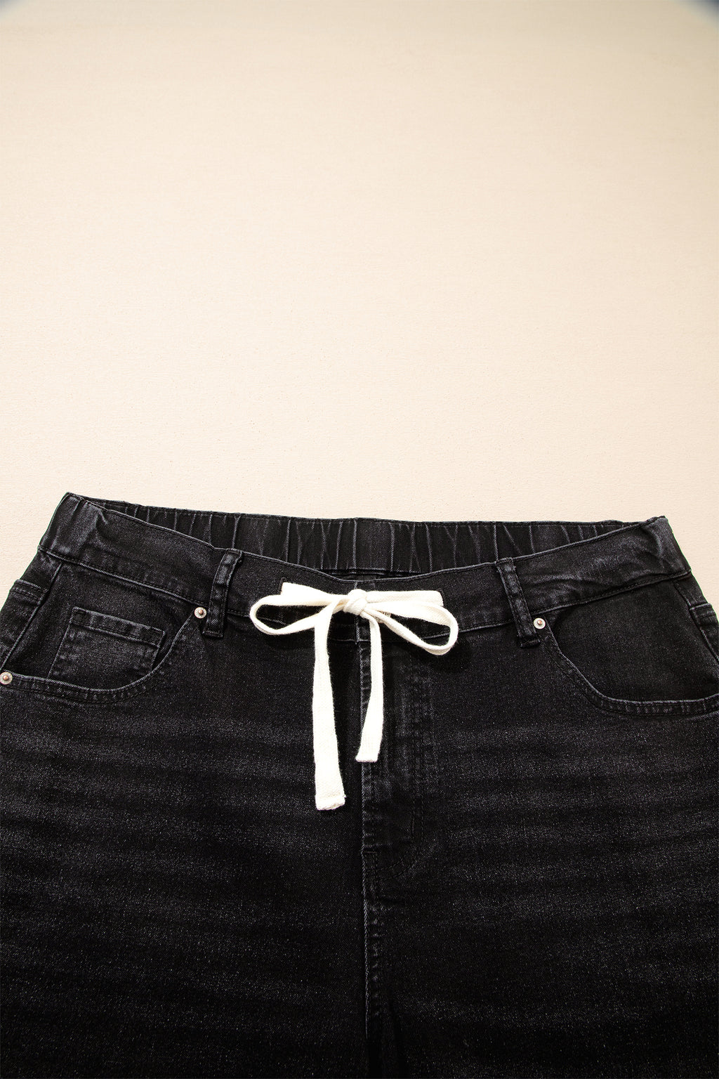 Iceland Blue Acid Wash Contrast Lace-up Plus Size Jeans