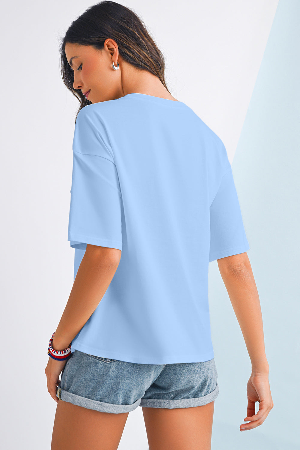 Myosotis Flag Bow Grafik Rundhals-T-Shirt
