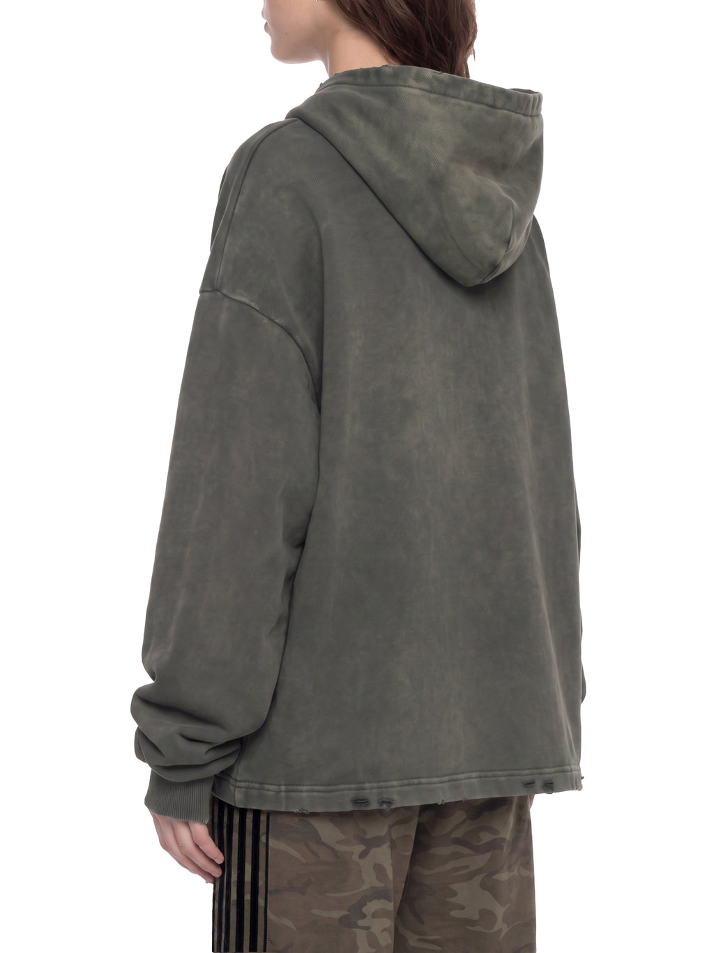 Vintage Washed Frayed-Hem Hoodie