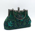 Rhinestone Rose Embroidery Beaded Vintage Clutch Bag